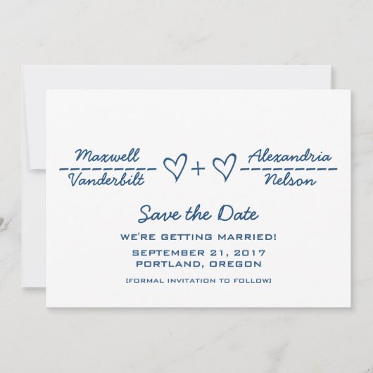 Blue Heart Equite Save the Date einladen (Vorderseite)