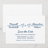 Blue Heart Equite Save the Date einladen (Vorne/Hinten)