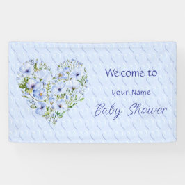 Blue Heart Floral Baby Duschbanner Banner