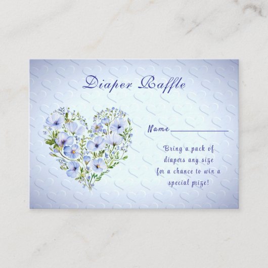 Blue Heart Floral Baby Duschvorrichtung Begleitkarte (Vorderseite)