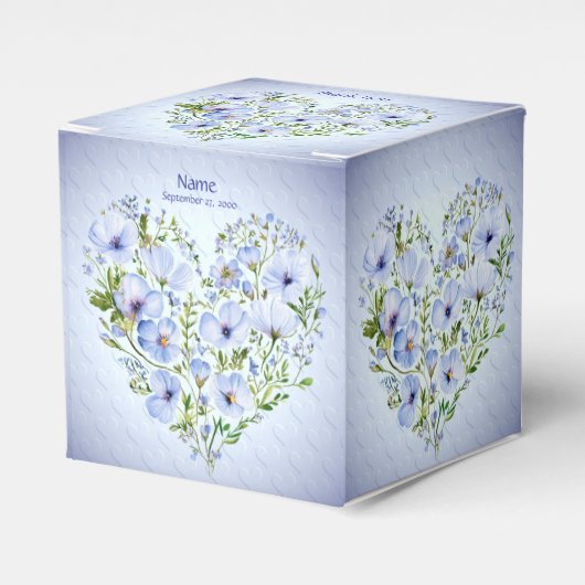 Blue Heart Floral Favor Box Geschenkschachtel (Vorderseite)