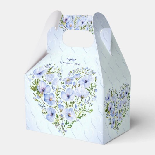 Blue Heart Floral Favor Box Geschenkschachtel (Vorderseite)