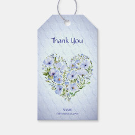 Blue Heart Floral Gift Tag Geschenkanhänger