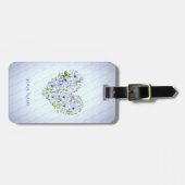 Blue Heart Floral Luggage Tag Gepäckanhänger (Vorderseite horizontal)