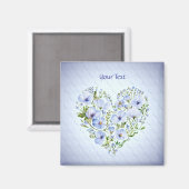 Blue Heart Floral Magnet (Vorderseite/Rückseite)