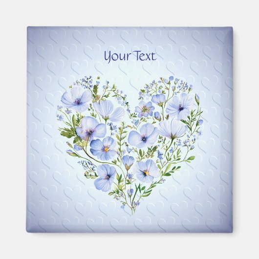 Blue Heart Floral Magnet (Vorne)