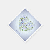 Blue Heart Floral Napkins Serviette (Ecke)