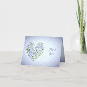 Blue Heart Floral Vielen Dank Karte