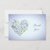 Blue Heart Floral Vielen Dank Karte (Vorderseite)