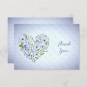 Blue Heart Floral Vielen Dank Karte (Vorne/Hinten)