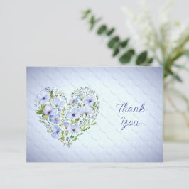 Blue Heart Floral Vielen Dank Karte