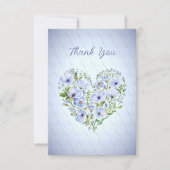 Blue Heart Floral Vielen Dank Karte (Vorderseite)