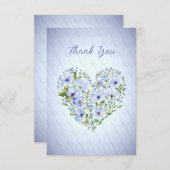Blue Heart Floral Vielen Dank Karte (Vorne/Hinten)