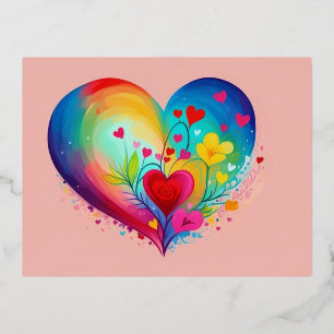 Blue Heart Folien Feiertagspostkarte