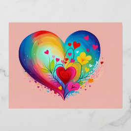 Blue Heart Folien Feiertagspostkarte