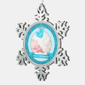 Blue Heart Foto Baby's First Christmas (Xmas) Schneeflocken Zinn-Ornament (Rechts)