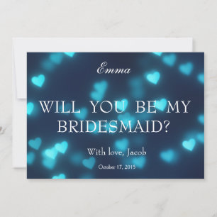 Blue Heart Glitzer wird meine Bridesmaid sein Einladung
