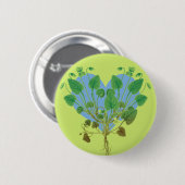 Blue Heart Green Blätter Button (Vorne & Hinten)