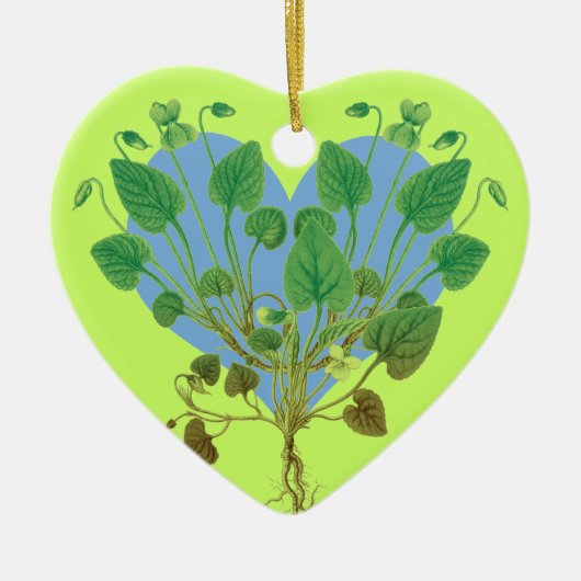 Blue Heart Green Blätter Keramikornament (Vorne)