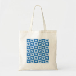 Blue Heart Grid Tote Bag Tragetasche