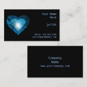 Blue Heart 'Herz' Visitenkartenseite schwarz Visitenkarte (Vorne/Hinten)