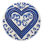 Blue Heart in Delf Pottery Painting Style Dutch Keramikknauf (Vorderseite)