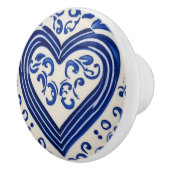 Blue Heart in Delf Pottery Painting Style Dutch Keramikknauf (Rechts)