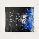 Blue Heart Leaf Tree Boho Hochzeitsband Wandteppich (Vorderseite (Horizontal))