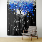 Blue Heart Leaf Tree Boho Hochzeitsband Wandteppich (Beispiel)