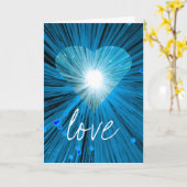 Blue Heart "Liebe" "Dein Text" Grüße Karte (Gelbe Blume)