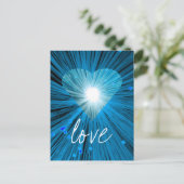 Blue Heart "Liebe" Postkarte (Stehend Vorderseite)
