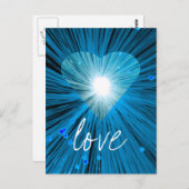Blue Heart "Liebe" Postkarte (Vorne/Hinten)