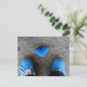 Blue Heart Liebe Postkarte (Stehend Vorderseite)