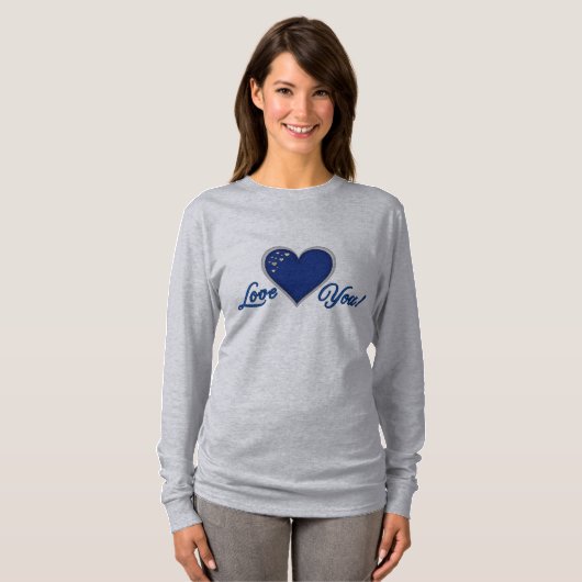 Blue Heart Long Sleeve T - Shirt (Vorne ganz)