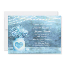 Blue Heart Mason Jar & Gipskraut Einladung