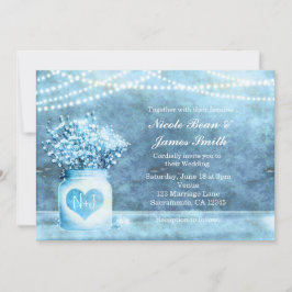 Blue Heart Mason Jar & Gipskraut Einladung