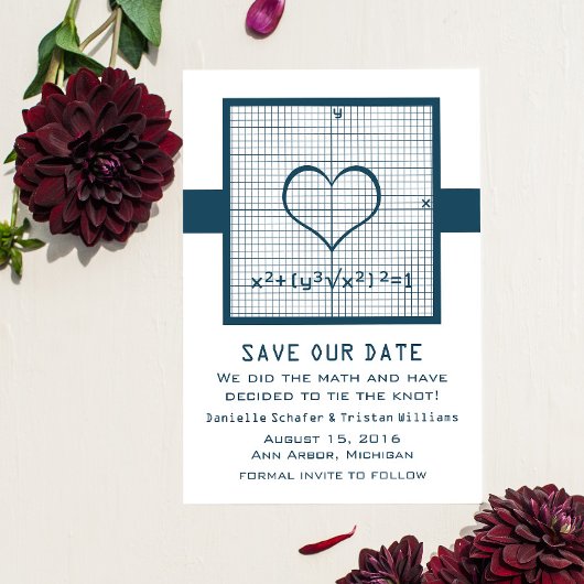 Blue Heart Math Graph Save the Date einladen