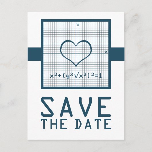Blue Heart Math Graph Save the Date Postkarte (Vorderseite)