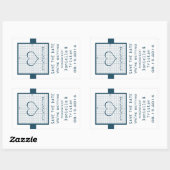 Blue Heart Math Graph Save the Date Stickers (Blatt)
