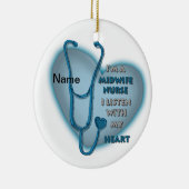 Blue Heart Midfrau Nurse Keramik Ornament (Rechts)