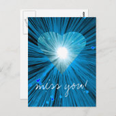 Blue Heart 'miss you' Postkarte (Vorne/Hinten)