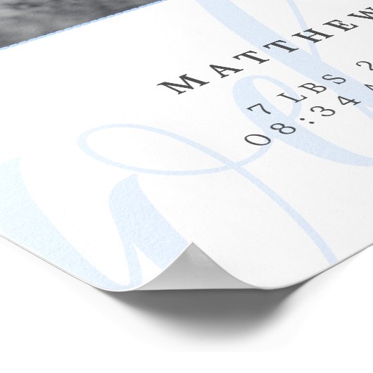 Blue Heart Monogram Baby Foto Collage Poster (Ecke)