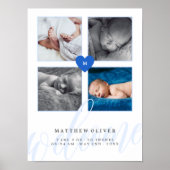 Blue Heart Monogram Baby Foto Collage Poster (Vorne)