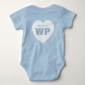 Blue Heart Monogram Blue Outfit Custom Baby Strampler (Rückseite)
