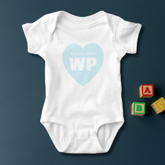 Blue Heart Monogram Neugeborene Custom Baby Strampler