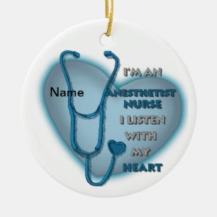 Blue Heart Nurse Anästhesist Keramik Ornament