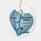 Blue Heart Nurse Anästhesist Keramik Ornament (Links)