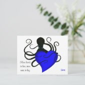 Blue Heart Octopus - Postkarte (Stehend Vorderseite)