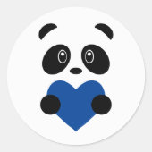 Blue Heart Panda Runder Aufkleber (Vorderseite)
