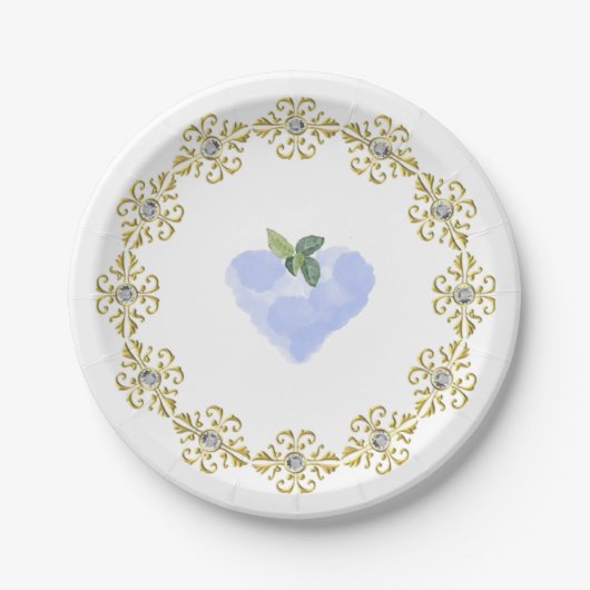 Blue Heart Paper Plate Pappteller (Vorderseite)
